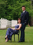 Navy Argyll Trews Outfit and Ladies Silk Dress