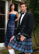 Ladies Tartan Silk Skirt and Bodice and Gents Regulation Doublet Kilt Outfit